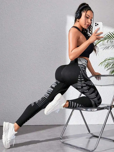 Legging Sport Push Up Imprimé Sans Couture