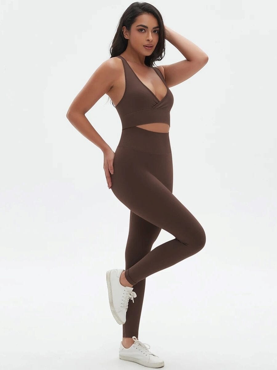 Ensemble de sport, Brassière et Legging Taille Haute Ensemble Sport Ultime Legging Marron foncé 