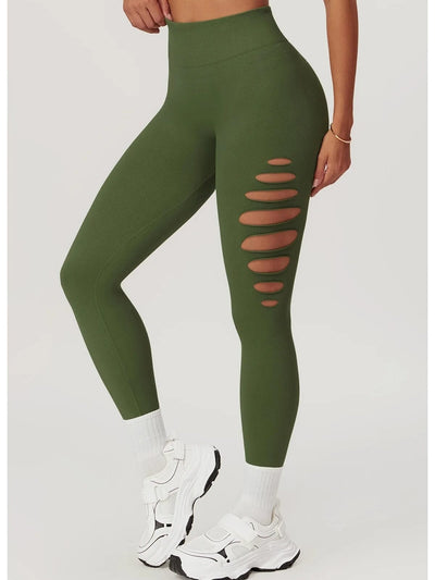 Legging Fitness Push Up Premium Ajouré Sans Couture Leggings Ultime Legging S Vert 