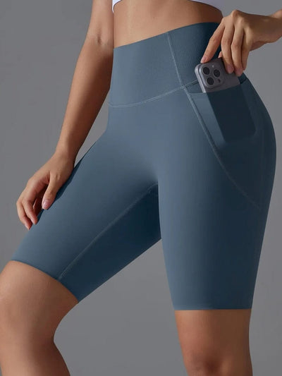 Short Sport - Mi-Long avec Effet Gainant Shorts Ultime Legging : Legging Femme | Vêtements de Sport S Bleu 